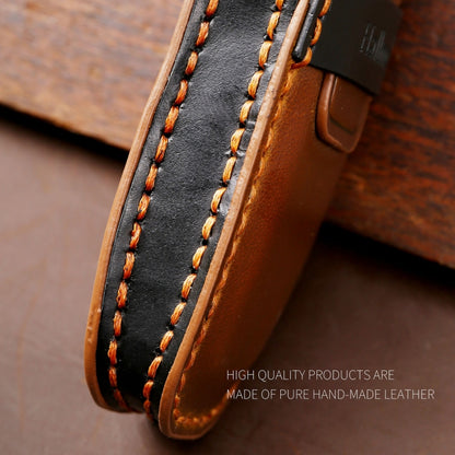 Hallmo Car Cowhide Leather Key Protective Cover Key Case for Ford Focus A Style(Brown) by Hallmo