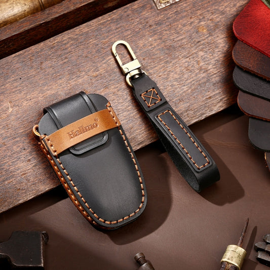 Hallmo Car Cowhide Leather Key Protective Cover Key Case for Ford Focus C Style(Black) by Hallmo