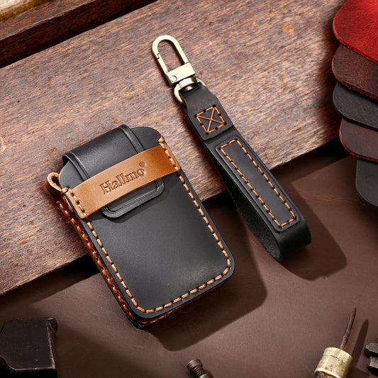 Hallmo Car Cowhide Leather Key Protective Cover Key Case for New Mazda Axela(Black) by Hallmo