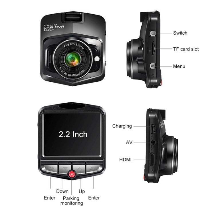 2.2 inch Car 480P Single Recording Shield Driving Recorder DVR Support Parking Monitoring / Loop Recording (Black) by buy2fix