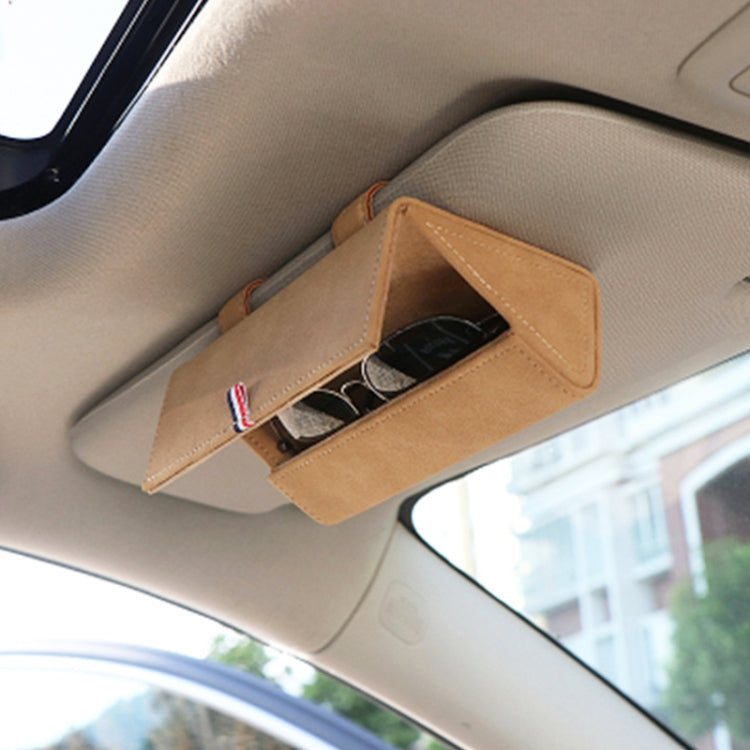530 Car Glasses Storage Bag Glasses Box (Beige) by buy2fix