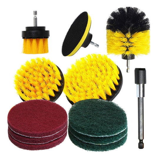 12 in 1 Floor Wall Window Glass Cleaning Descaling Electric Drill Brush Head Set, Random Color Delivery by buy2fix