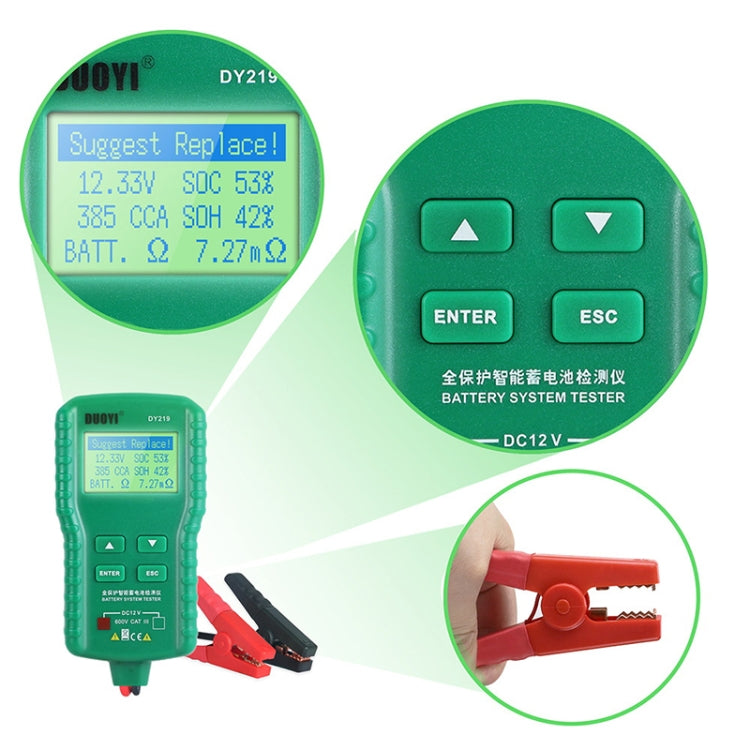 DUOYI DY219 Digital Battery Analyzer Car Fault Diagnostic Device Current and Voltage Detector - In Car by buy2fix | Online Shopping UK | buy2fix