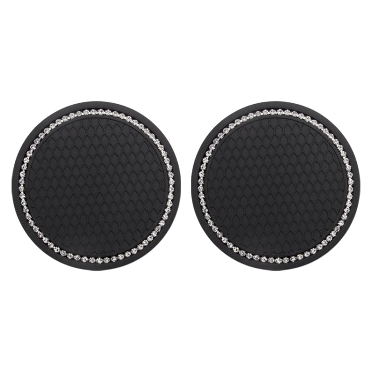 2 PCS Car Diamond Anti-skid Soft Rubber Water Cup Mat(Black) - In Car by buy2fix | Online Shopping UK | buy2fix