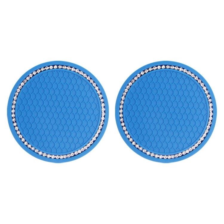 2 PCS Car Diamond Anti-skid Soft Rubber Water Cup Mat(Blue) by buy2fix