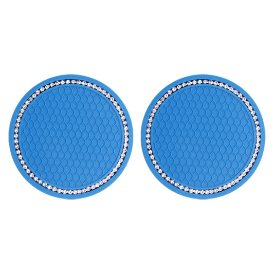 2 PCS Car Diamond Anti-skid Soft Rubber Water Cup Mat(Blue) - In Car by buy2fix | Online Shopping UK | buy2fix