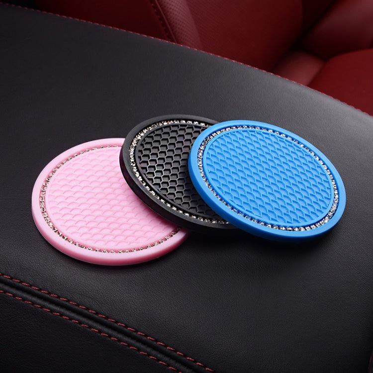 2 PCS Car Diamond Anti-skid Soft Rubber Water Cup Mat(Blue) by buy2fix