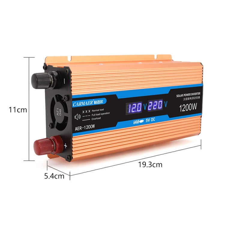 Carmaer Modified Sine Wave 24V to 220V 1200W Car Multi-function Double Digital Display Inverter Household Power Converter by buy2fix