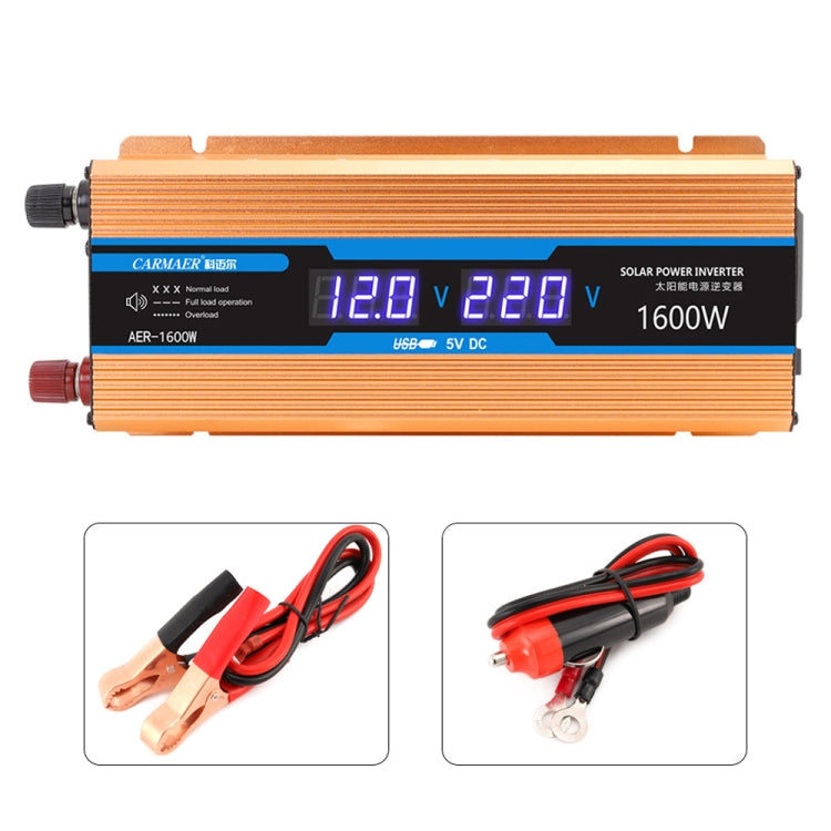 Carmaer 12V to 220V 1600W Car Multi-function Double Digital Display Inverter Household Power Converter - In Car by buy2fix | Online Shopping UK | buy2fix