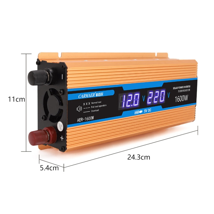 Carmaer 48V to 220V 1600W Car Multi-function Double Digital Display Inverter Household Power Converter - In Car by buy2fix | Online Shopping UK | buy2fix