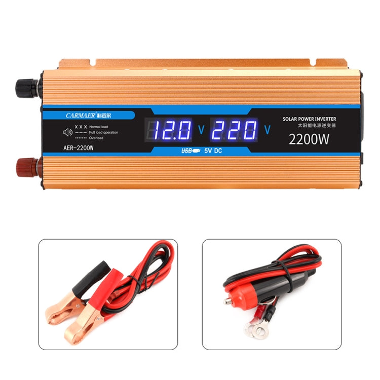 Carmaer 12V to 220V 2200W Car Multi-function Double Digital Display Inverter Household Power Converter - In Car by buy2fix | Online Shopping UK | buy2fix