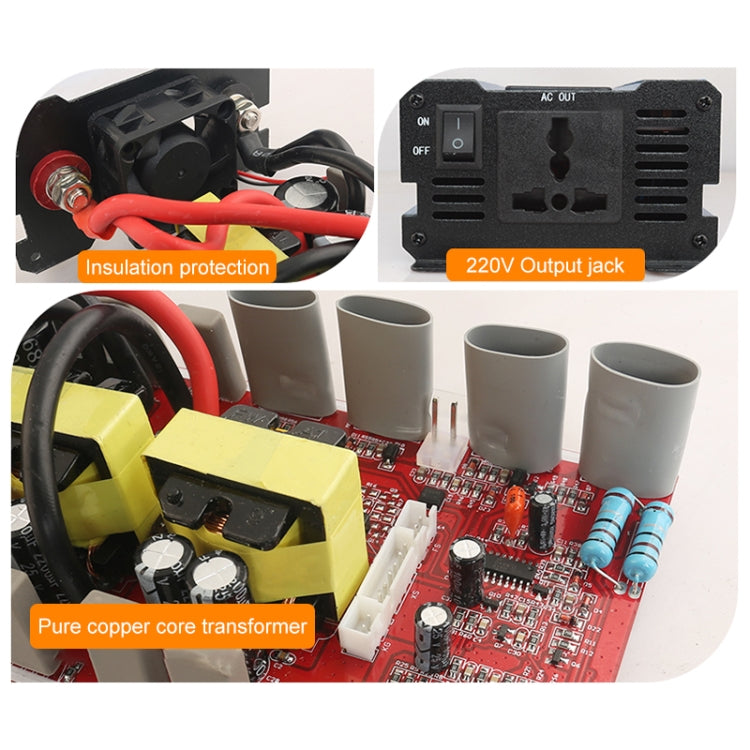 Carmaer 48V to 220V 2200W Three Socket Car Double Digital Display Inverter Household Power Converter by buy2fix