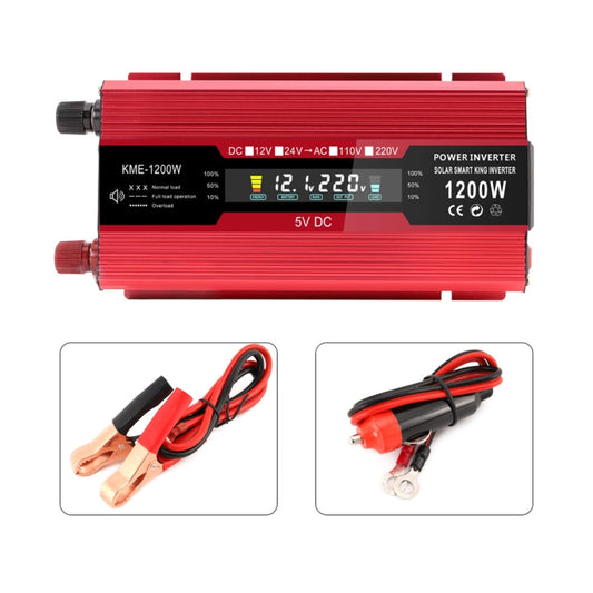 Carmaer Universal 12V to 220V 1200W Car LCD Display Inverter Household Power Converter by buy2fix