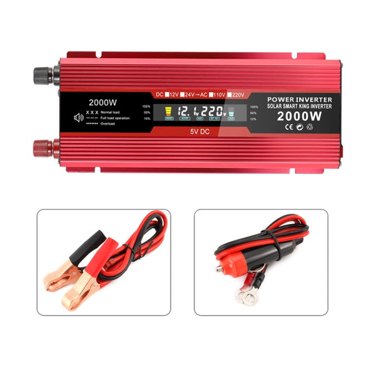 Carmaer Universal 12V to 220V 2000W Car LCD Display Inverter Household Power Converter by buy2fix