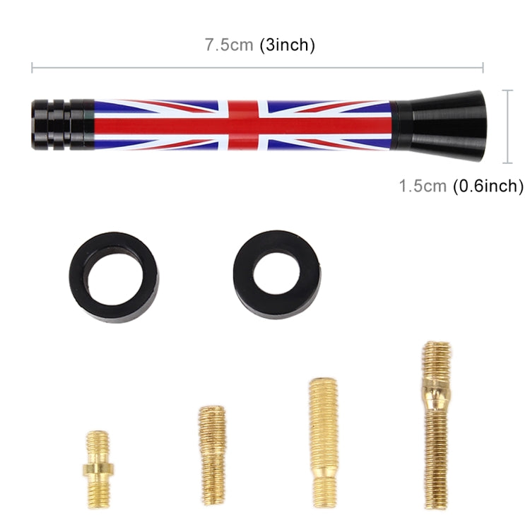 Short Universal the UK Flag Pattern Car Antenna Aerial 7.5cm -  by buy2fix | Online Shopping UK | buy2fix