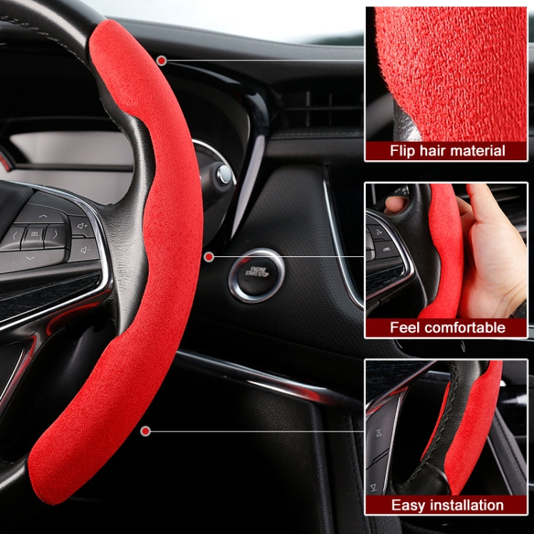 Car Universal Suede Steering Wheel Cover (Red) - In Car by buy2fix | Online Shopping UK | buy2fix