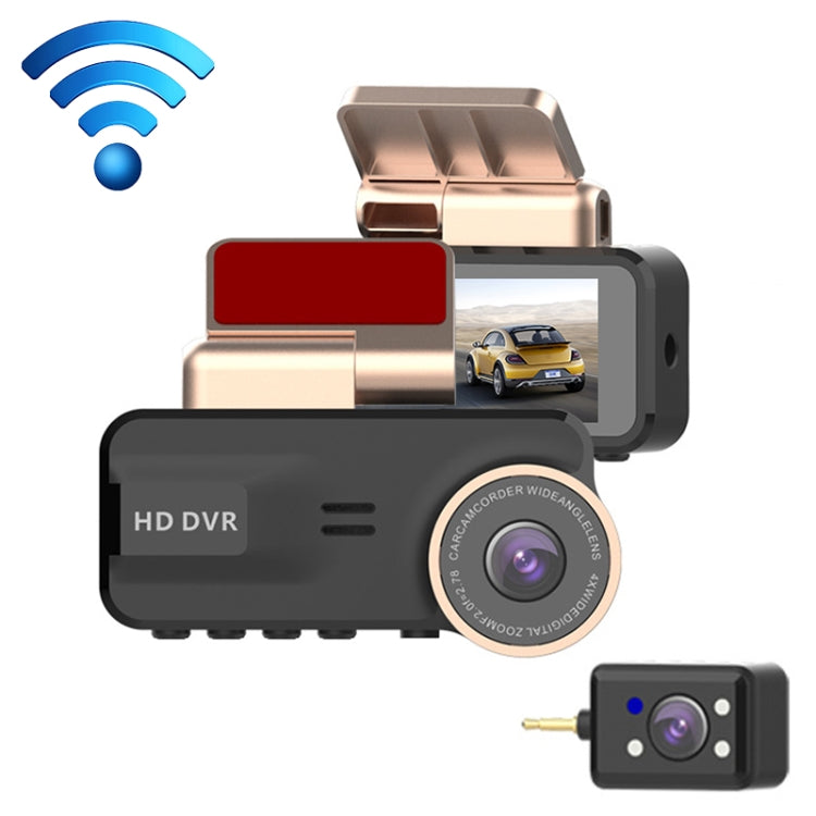 F22 3.16 inch 1080P HD Night Vision WiFi Connected Driving Recorder with In-car View Camera by buy2fix