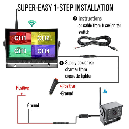 PZ710-W 7 inch Car Digital Wireless Rear-view Split-screen Monitor Single Record - In Car by buy2fix | Online Shopping UK | buy2fix