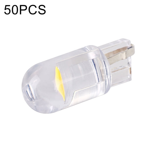 50 pièces T10 DC12V/0.3 W lumière de dégagement de voiture perles de lampe COB (lumière blanche)