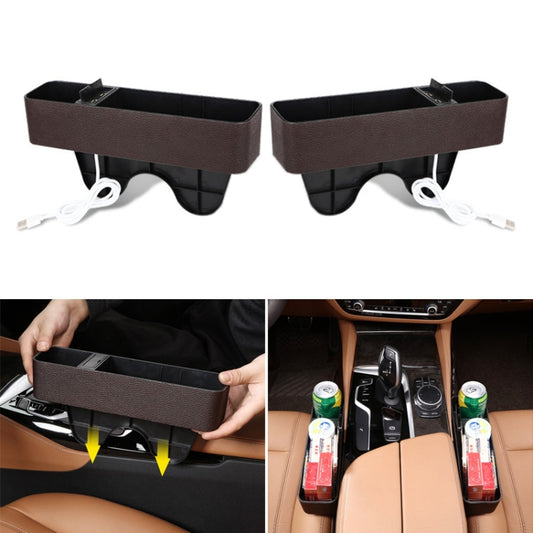 1 Pair Car Multi-functional Seat Crevice USB Storage Box(Coffee) - In Car by buy2fix | Online Shopping UK | buy2fix