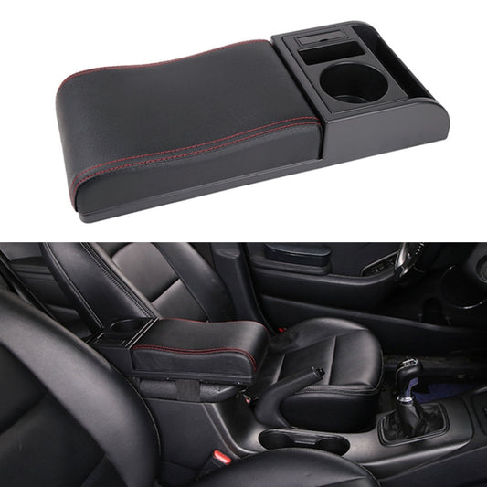 Car Multi-functional Dual USB Armrest Box Booster Pad, Microfiber Leather Curved Type (Black Red) - In Car by buy2fix | Online Shopping UK | buy2fix