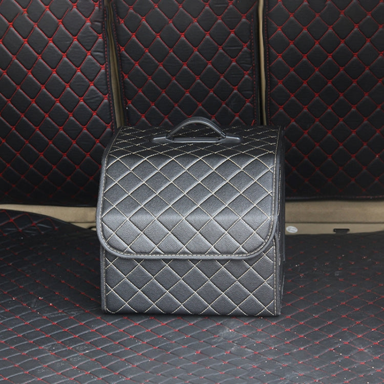 Car Trunk Foldable Storage Box, Checkered Small Size: 33 x 32 x 30cm(Beige) - In Car by buy2fix | Online Shopping UK | buy2fix