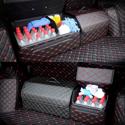 Car Trunk Foldable Storage Box, Checkered Small Size: 33 x 32 x 30cm(Beige) - In Car by buy2fix | Online Shopping UK | buy2fix