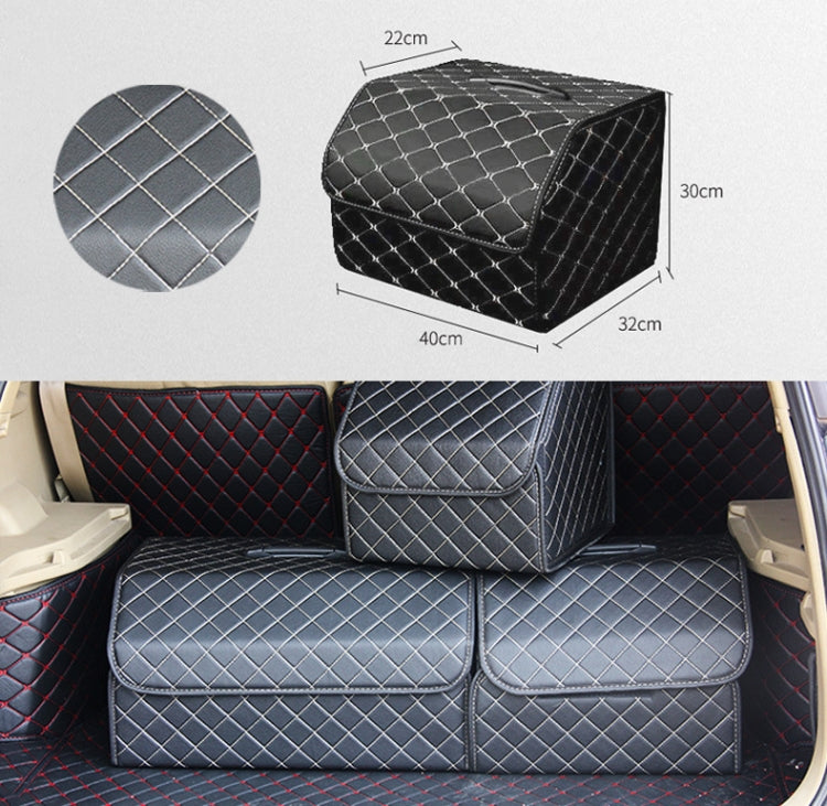 Car Trunk Foldable Storage Box, Checkered Middle Size: 40 x 32 x 30cm (Beige) - In Car by buy2fix | Online Shopping UK | buy2fix