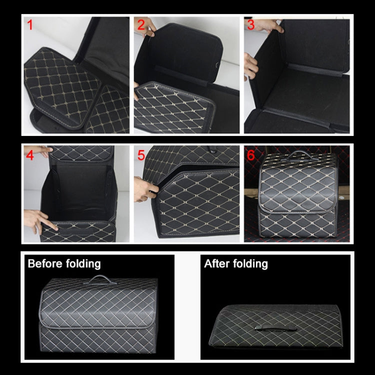 Car Trunk Foldable Storage Box, Checkered Middle Size: 40 x 32 x 30cm (Beige) - In Car by buy2fix | Online Shopping UK | buy2fix