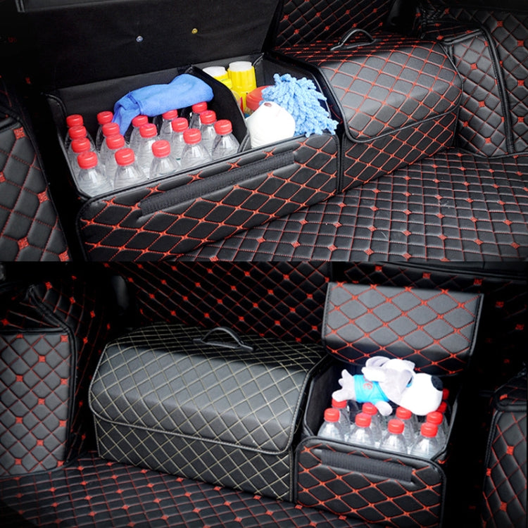 Car Trunk Foldable Storage Box, Rhombic Grid Small Size: 33 x 32 x 30cm (Wine Red) - In Car by buy2fix | Online Shopping UK | buy2fix