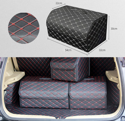 Car Trunk Foldable Storage Box, Rhombic Grid Large Size: 54 x 32 x 30cm (Black Red) - In Car by buy2fix | Online Shopping UK | buy2fix