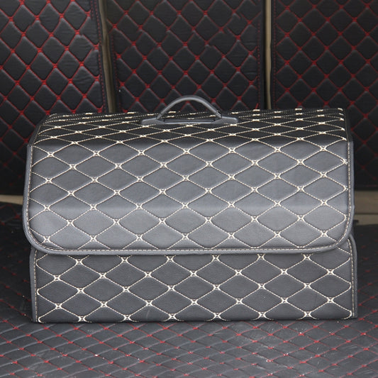 Car Trunk Foldable Storage Box, Rhombic Grid Large Size: 54 x 32 x 30cm (Beige) - In Car by buy2fix | Online Shopping UK | buy2fix