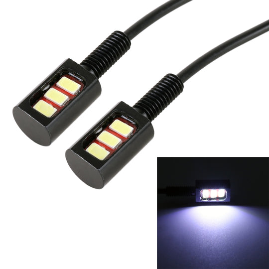 1 Pair DC12V 0.4W 3LEDs SMD-5630 Car / Motorcycle License Plate Light, Cable Length: 27cm(White Light)