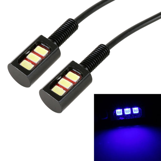 1 Pair DC12V 0.4W 3LEDs SMD-5630 Car / Motorcycle License Plate Light, Cable Length: 27cm (Blue Light)