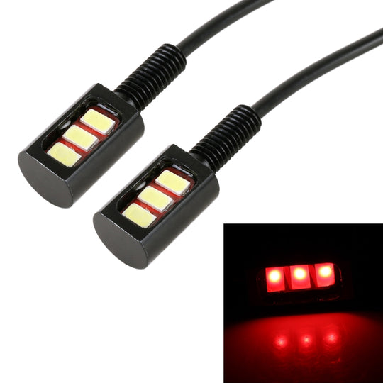 1 Pair DC12V 0.4W 3LEDs SMD-5630 Car / Motorcycle License Plate Light, Cable Length: 27cm (Red Light)