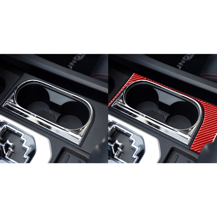 Carbon Fiber Car Cup Holder Frame Decorative Sticker for Toyota Tundra 2014-2018,Left Drive (Red) - In Car by buy2fix | Online Shopping UK | buy2fix