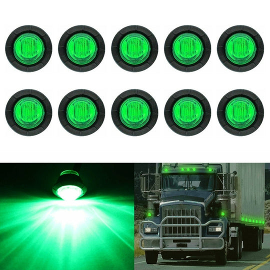10 pièces MK-009 3/4 pouces voiture/camion 3LEDs feux de position latéraux ampoule lampe (lumière verte)