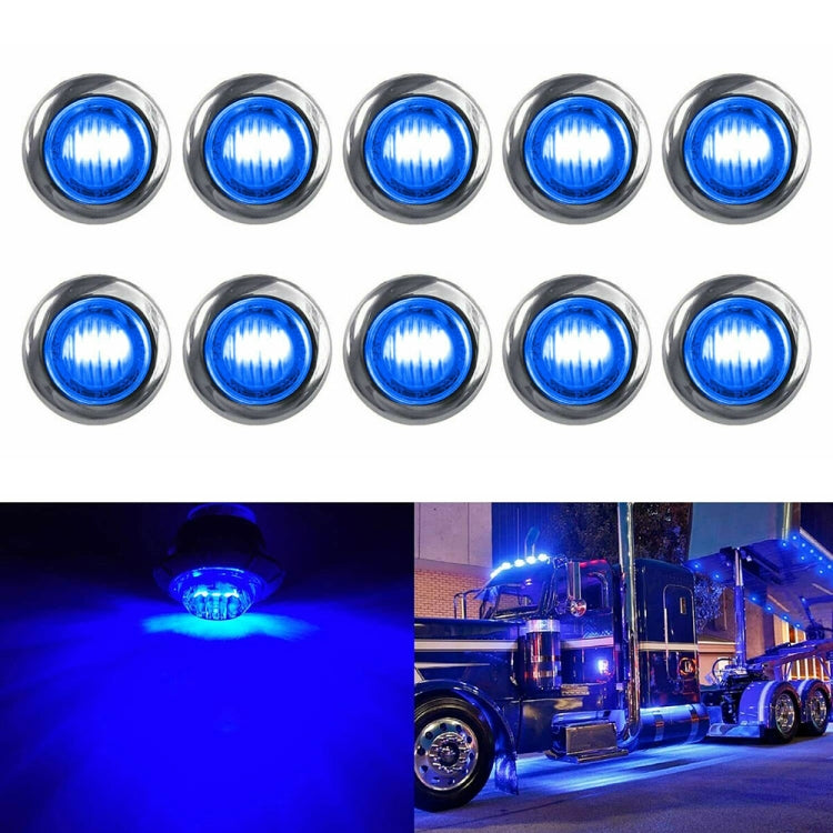 10 PCS MK-118 3/4 inch Metal Frame Car / Truck 3LEDs Side Marker Indicator Lights Bulb Lamp (Blue Light) - In Car by buy2fix | Online Shopping UK | buy2fix