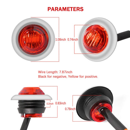 10 PCS MK-118 3/4 inch Metal Frame Car / Truck 3LEDs Side Marker Indicator Lights Bulb Lamp (Red Light) - In Car by buy2fix | Online Shopping UK | buy2fix