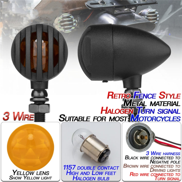 2 PCS PE-ZJ502 Motorcycle Metal Fence Turn Signal Light (Yellow) by buy2fix