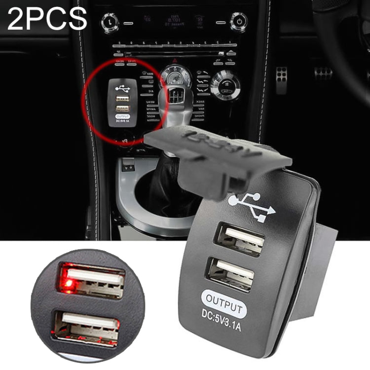 2 PCS Switch Type Dual USB 3.1A Car Charger 12-24V (Red Light) - In Car by buy2fix | Online Shopping UK | buy2fix