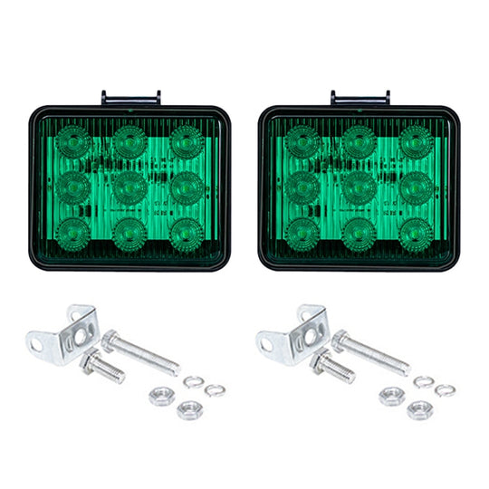 2 PCS ZS-7013 3 Zoll 9LEDs Strobe Wasserdichtes Auto / LKW-Warnlicht (Grünes Licht)