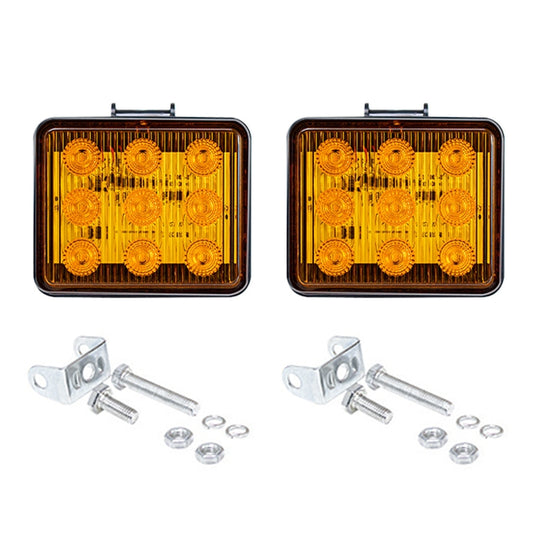 2 PCS ZS-7013 3 Zoll 9LEDs Strobe Wasserdichtes Auto / LKW-Warnlicht (Gelbes Licht)