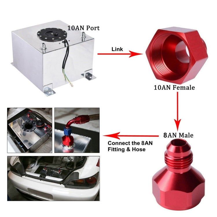 AN10 to AN8 Male and Female Connector Conversion Screw Oil Cooler Conversion Reducer Adapter (Red) by buy2fix