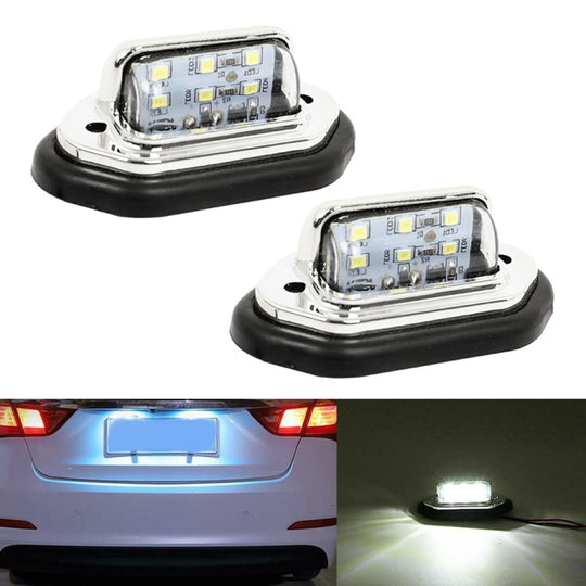 Feu arrière LED MK-257 pour voiture, Van, Bus, remorque, feu latéral, 12-30V, 6LED, éclairage de plaque d'immatriculation (argent), 2 pièces