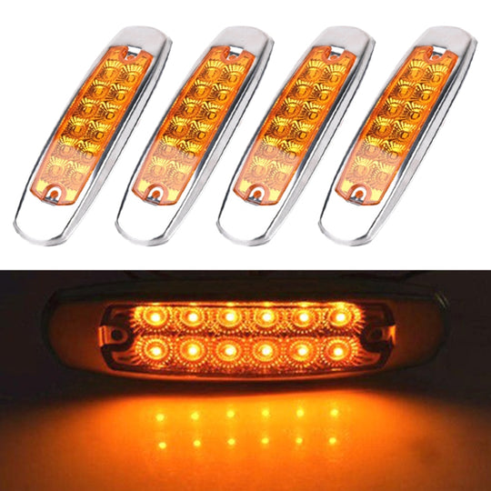4 pièces MK-338 DC12-24V camion 12LEDs lumière de dégagement latéral (lumière jaune)