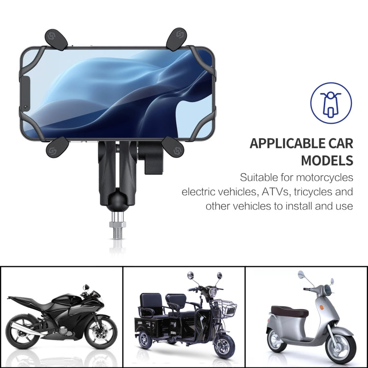 ZH-1558D1 Motorcycle M10 Ball Joint X-shape Aluminum Alloy Phone Holder - In Car by buy2fix | Online Shopping UK | buy2fix