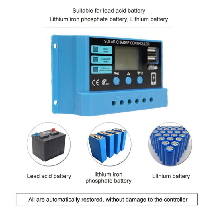 30A Solar Charge Controller 12V / 24V Lithium Lead-Acid Battery Charge Discharge PV Controller - In Car by buy2fix | Online Shopping UK | buy2fix