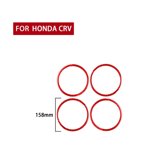 4 PCS Set for Honda CRV 2007-2011 Carbon Fiber Car Door Horn Ring Decorative Sticker,Left and Right Drive Universal (Red) by buy2fix
