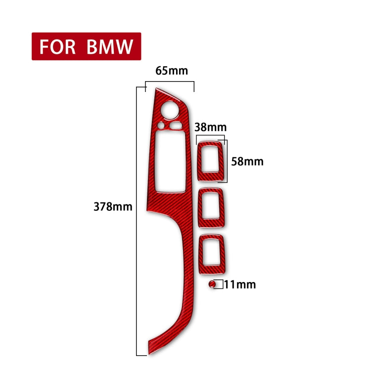 5 PCS Set for BMW 3 Series E90 Carbon Fiber Car Left Driving Lifting Panel Decorative Sticker with Folding, Diameter: 37.8cm(Red) by buy2fix